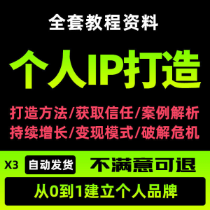 个人IP打造教程如何快速打造个人IP社交品牌定位训练营资料大全新淘宝虚拟货源,虚拟产品,虚拟资源,虚拟电商,淘宝虚拟类目,自动发货货源淘宝虚拟货源网